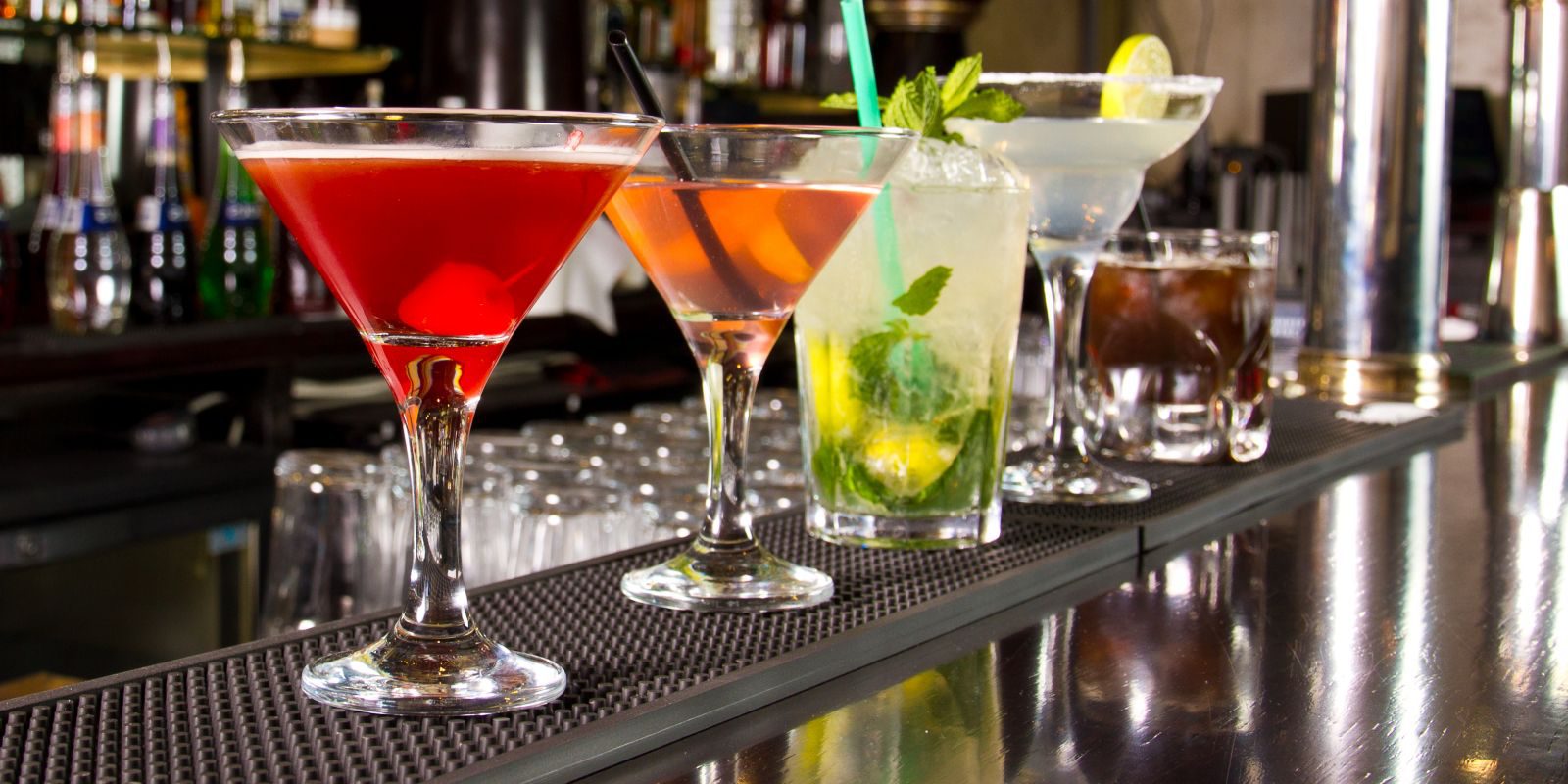 Cocktails on bar counter